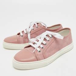 Gucci Pink GG Canvas and Leather Cap Toe Low Top Sneakers Size 37.5