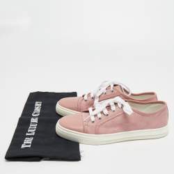 Gucci Pink GG Canvas and Leather Cap Toe Low Top Sneakers Size 37.5