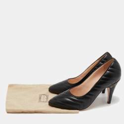 Pre Owned Gucci Black Matelasse Leather Pumps Size 38.5