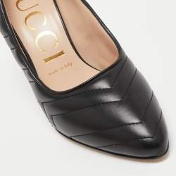 Pre Owned Gucci Black Matelasse Leather Pumps Size 38.5