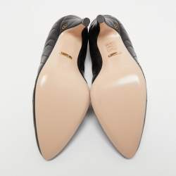 Pre Owned Gucci Black Matelasse Leather Pumps Size 38.5