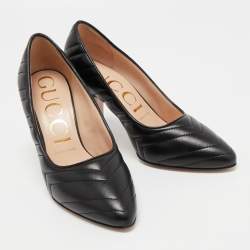 Pre Owned Gucci Black Matelasse Leather Pumps Size 38.5