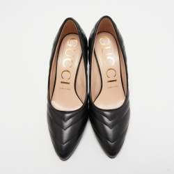 Pre Owned Gucci Black Matelasse Leather Pumps Size 38.5