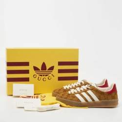 Pre Owned Adidas x Gucci Tricolor GG Canvas and Leather Gazelle Sneakers Size 36