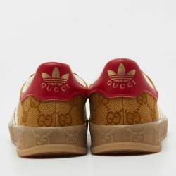 Pre Owned Adidas x Gucci Tricolor GG Canvas and Leather Gazelle Sneakers Size 36