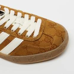 Pre Owned Adidas x Gucci Tricolor GG Canvas and Leather Gazelle Sneakers Size 36