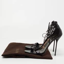 Gucci Black Sequins Ankle Tie Platform Sandals Size 41
