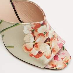 Gucci Multicolor Shanghai Print Leather Mules Size 36.5