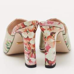 Gucci Multicolor Shanghai Print Leather Mules Size 36.5