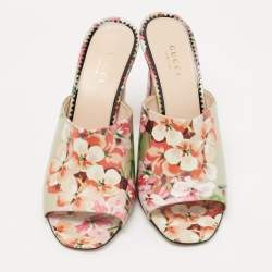 Gucci Multicolor Shanghai Print Leather Mules Size 36.5