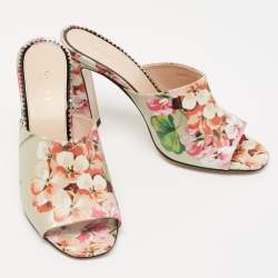 Gucci Multicolor Shanghai Print Leather Mules Size 36.5