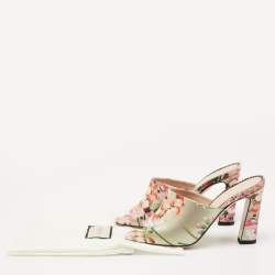 Gucci Multicolor Shanghai Print Leather Mules Size 36.5