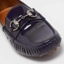 Pre Owned Gucci Purple Patent Leather Horsebit Loafers Size 37