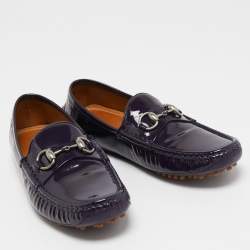 Pre Owned Gucci Purple Patent Leather Horsebit Loafers Size 37
