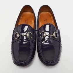Pre Owned Gucci Purple Patent Leather Horsebit Loafers Size 37