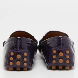 Pre Owned Gucci Purple Patent Leather Horsebit Loafers Size 37