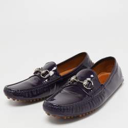 Pre Owned Gucci Purple Patent Leather Horsebit Loafers Size 37