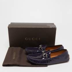 Pre Owned Gucci Purple Patent Leather Horsebit Loafers Size 37