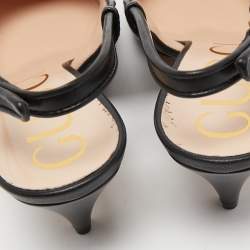 Pre Owned Gucci Black Matelasse Leather Slingback Pumps Size 37.5