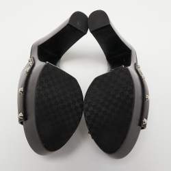 Gucci Black Leather Horsebit Peep Toe Clogs Size 36