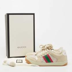 Gucci Multicolor Nubuck Leather Cotton Blend Screener Low Top Sneakers Size 38.5