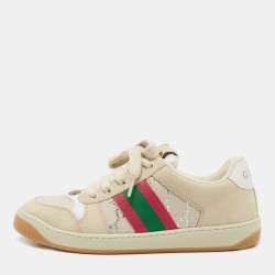 Gucci Multicolor Nubuck Leather Cotton Blend Screener Low Top Sneakers Size 38.5