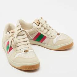 Gucci Multicolor Nubuck Leather Cotton Blend Screener Low Top Sneakers Size 38.5