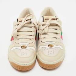 Gucci Multicolor Nubuck Leather Cotton Blend Screener Low Top Sneakers Size 38.5
