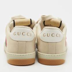 Gucci Multicolor Nubuck Leather Cotton Blend Screener Low Top Sneakers Size 38.5