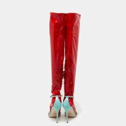 Pre Owned Gucci Red PVC and Patent Knee High Latex Socks Sandals Size 40