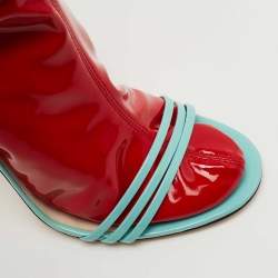 Pre Owned Gucci Red PVC and Patent Knee High Latex Socks Sandals Size 40