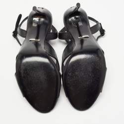 Gucci Black Leather Betsy Ankle Strap Sandals Size 40