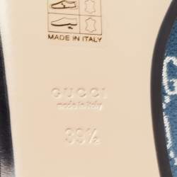 Pre Owned Gucci Blue Denium Princetown Horsebit Flat Mules Size 39.5