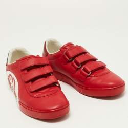 Gucci Red Leather New Ace Velcro Sneakers Size 37.5