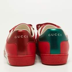Gucci Red Leather New Ace Velcro Sneakers Size 37.5