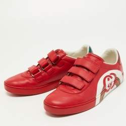 Gucci Red Leather New Ace Velcro Sneakers Size 37.5