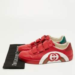 Gucci Red Leather New Ace Velcro Sneakers Size 37.5