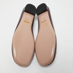 Pre Owned Gucci Burgundy Leather Horsebit Ballet Flats Size 38.5