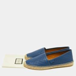 Gucci Blue Microguccissima Leather Espadrille Flats Size 38