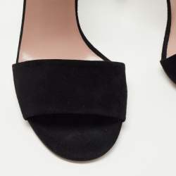 Gucci Black Suede Interlocking G Ankle Strap Sandals Size 40