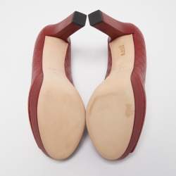 Gucci Burgundy Guccissima Leather Peep Toe Platform Pumps Size 38.5
