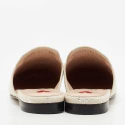 Gucci Grey/Silver Canvas Princetown Mules Size 37 