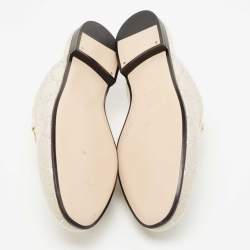 Gucci Grey/Silver Canvas Princetown Mules Size 37 