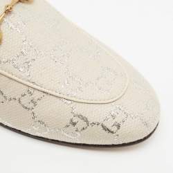 Gucci Grey/Silver Canvas Princetown Mules Size 37 