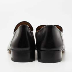 Pre Owned Gucci Black Leather Horsebit Square Toe Loafers Size 40