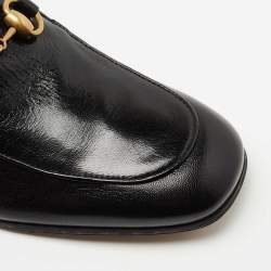 Pre Owned Gucci Black Leather Horsebit Square Toe Loafers Size 40