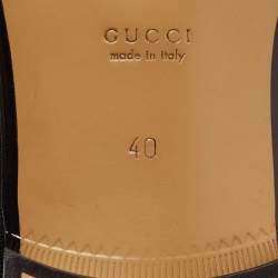 Pre Owned Gucci Black Leather Horsebit Square Toe Loafers Size 40