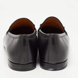 Gucci Black Leather  Jordaan Loafers Size 40