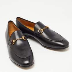 Gucci Black Leather  Jordaan Loafers Size 40