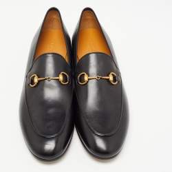 Gucci Black Leather  Jordaan Loafers Size 40